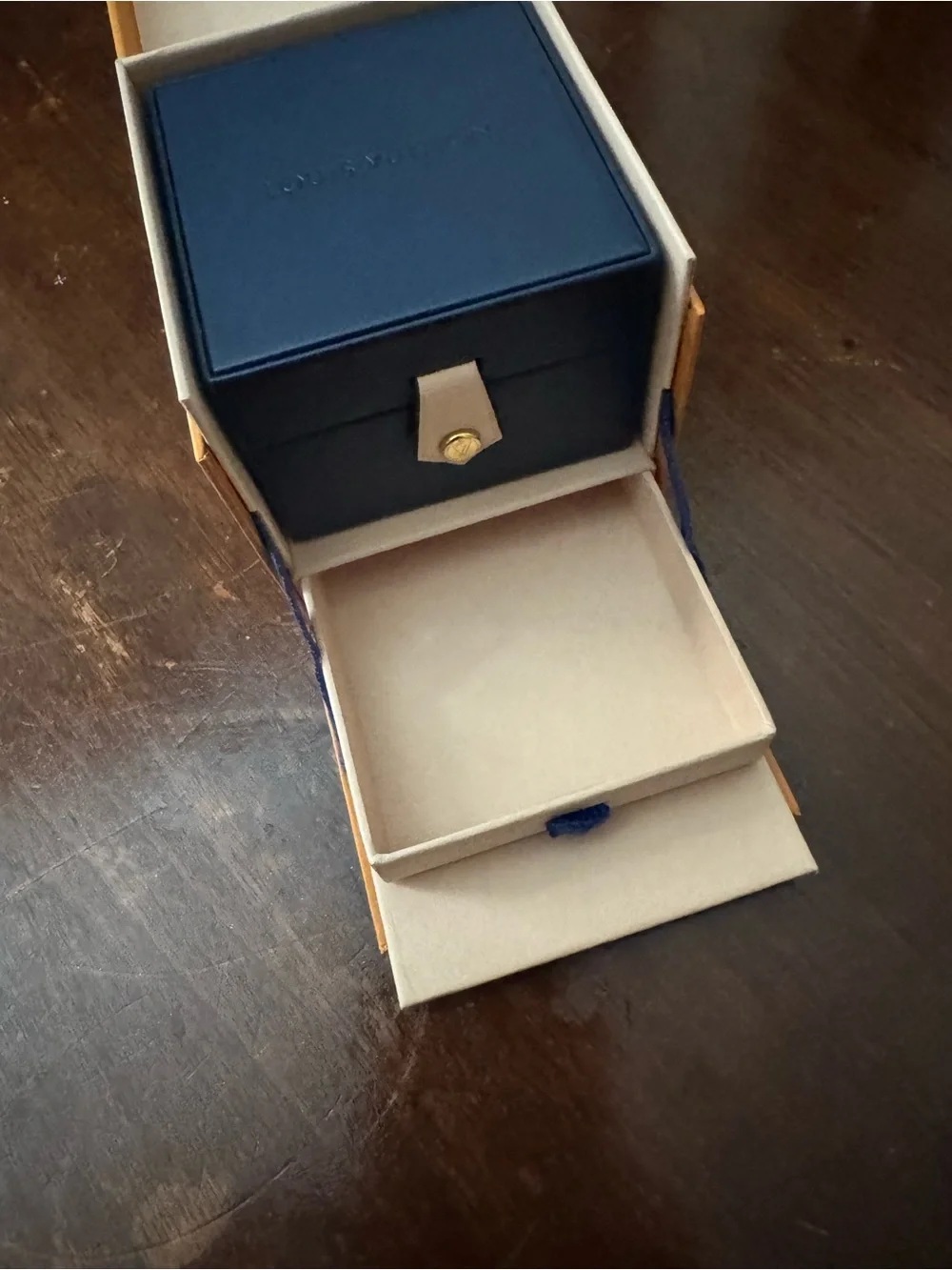Louis Vuitton Tan Box with Navy Logo